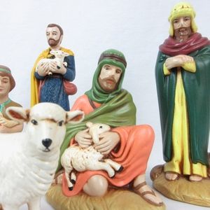 Vintage Large Nativity Creche Set Hand Painted